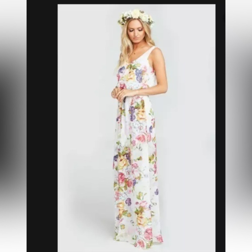 Show Me Your MuMu Floral Maxi Dress - White, Pink, Yellow, Green, Purple
